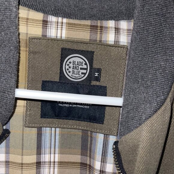 Blade And Blue Mens Jacket Size Medium Green Whichkim Bomber Pure Cotton - Picture 3 of 9